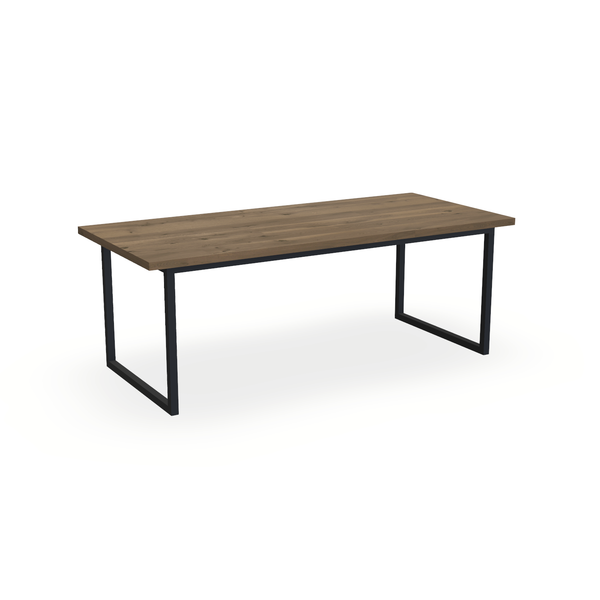 Eettafel Eiken Chocolate - Recht - Kubus Onderstel Mat Zwart - {{ product.type }} - Kas20