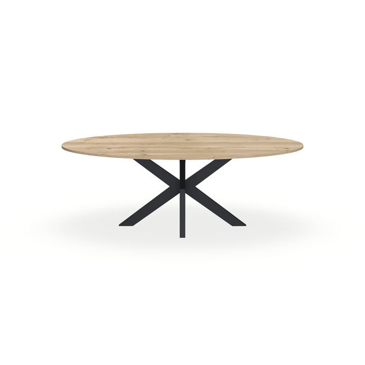 Eettafel Eiken Naturel - Ovaal - Matrix Dun Onderstel Mat Zwart - {{ product.type }} - Kas20