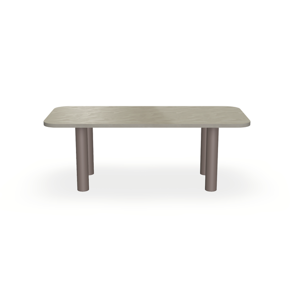 Eettafel Beton Leather Taupe - Recht Radius - Columbus Onderstel Mat Lichtbruin - {{ product.type }} - Kas20