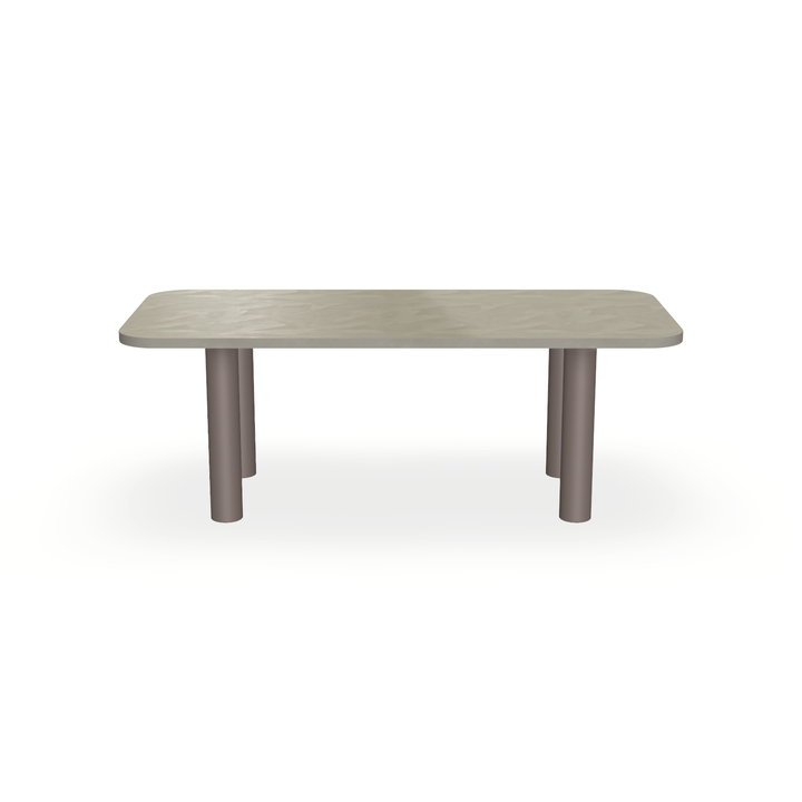 Eettafel Beton Leather Taupe - Recht Radius - Columbus Onderstel Mat Lichtbruin - {{ product.type }} - Kas20