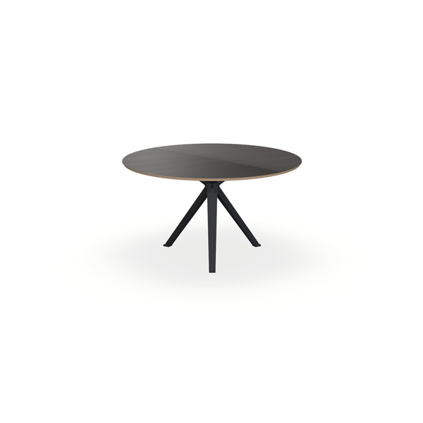 Eettafel Eiken Fineer Black Smoke In - Rond - Stella Onderstel Mat Zwart - {{ product.type }} - Kas20