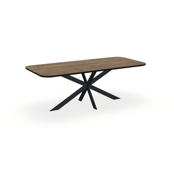 Eettafel Eiken Chocolate - Recht Radius - Matrix Ultra Onderstel Mat Zwart - {{ product.type }} - Kas20
