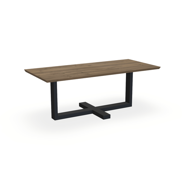 Eettafel Eiken Chocolate - Recht - Halve Plus Onderstel Mat Zwart - {{ product.type }} - Kas20