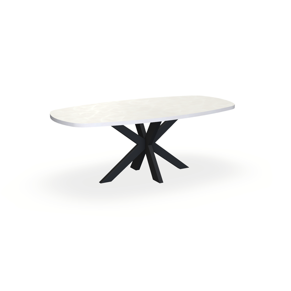 Eettafel Beton Beige - Ovaal Deens - Matrix Dun Onderstel Mat Zwart - {{ product.type }} - Kas20