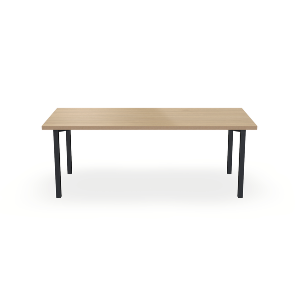 Eettafel Eiken Fineer Naturel - Recht - Ace Onderstel Mat Zwart - {{ product.type }} - Kas20