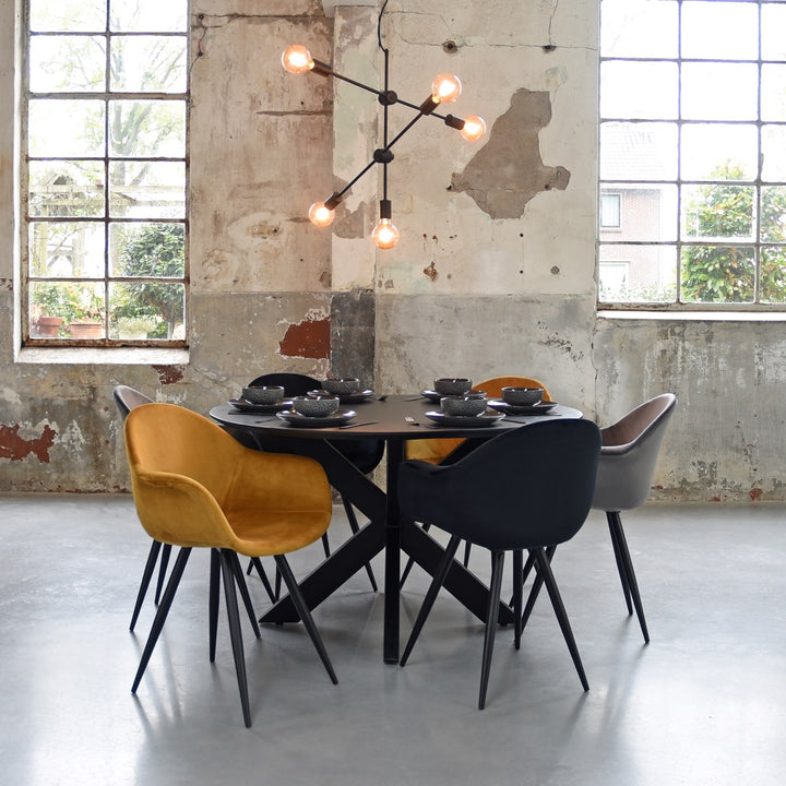Eetkamerstoel Finnian - Grijs - Fluweel (set van 2) - {{ product.type }} - Kas20