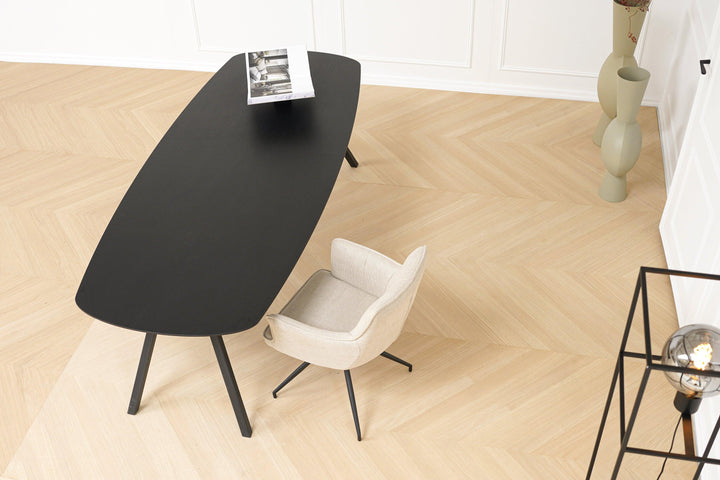 Melamine eettafel beton donker - Deens ovaal - Schuine i zwart - {{ product.type }} - Kas20