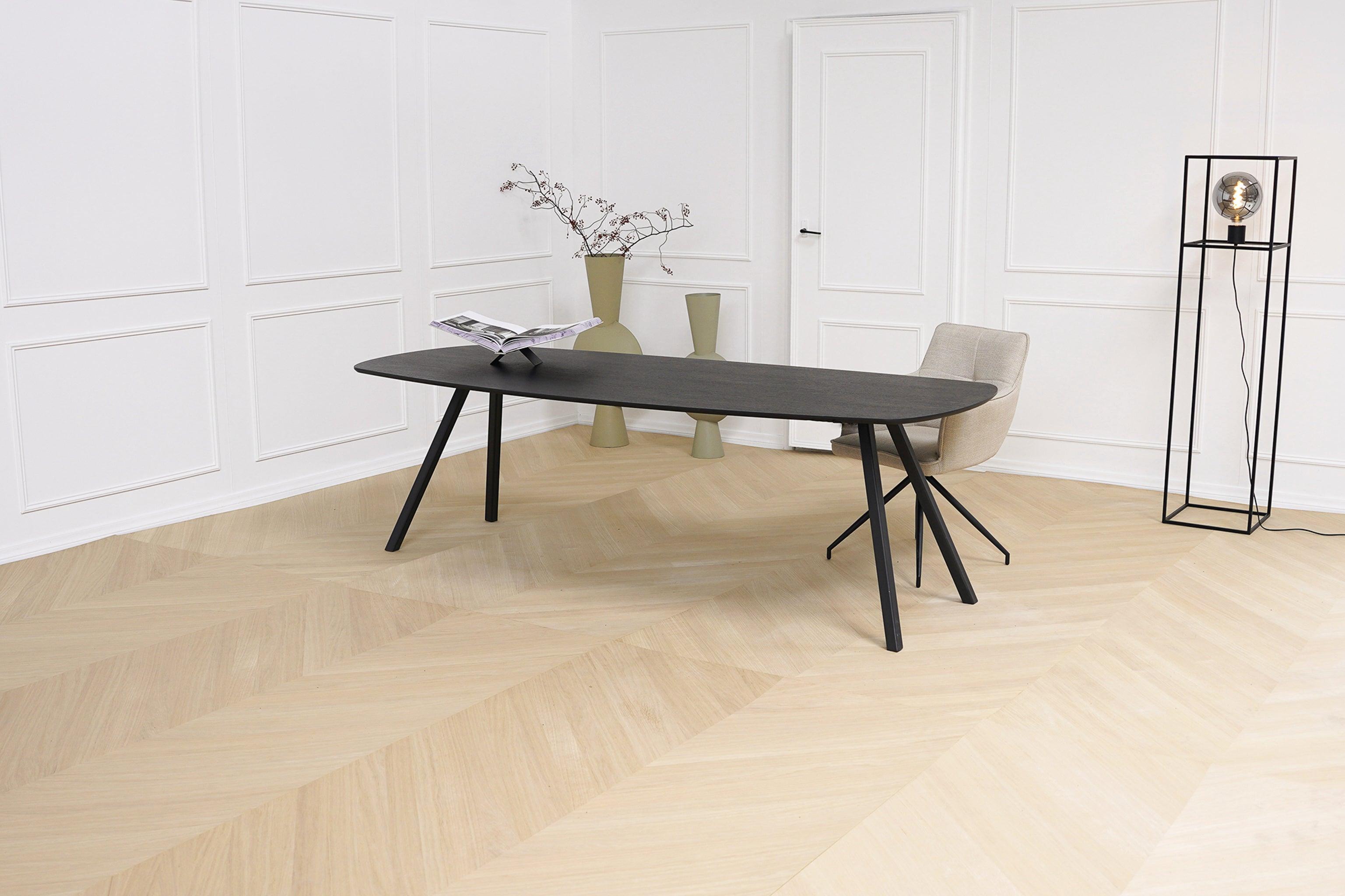 Melamine eettafel beton donker - Deens ovaal - Schuine i onderstel - {{ product.type }} - Kas20