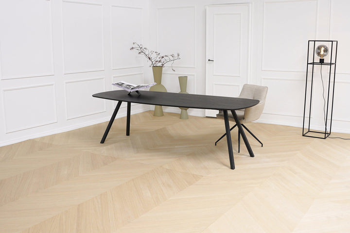 Melamine eettafel beton donker - Deens ovaal - Schuine i zwart - {{ product.type }} - Kas20