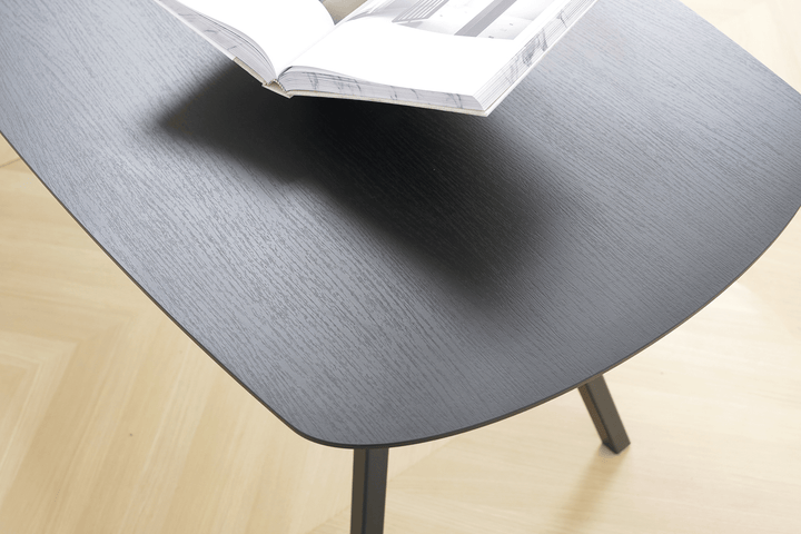 Melamine eettafel beton donker - Deens ovaal - Schuine i zwart - {{ product.type }} - Kas20