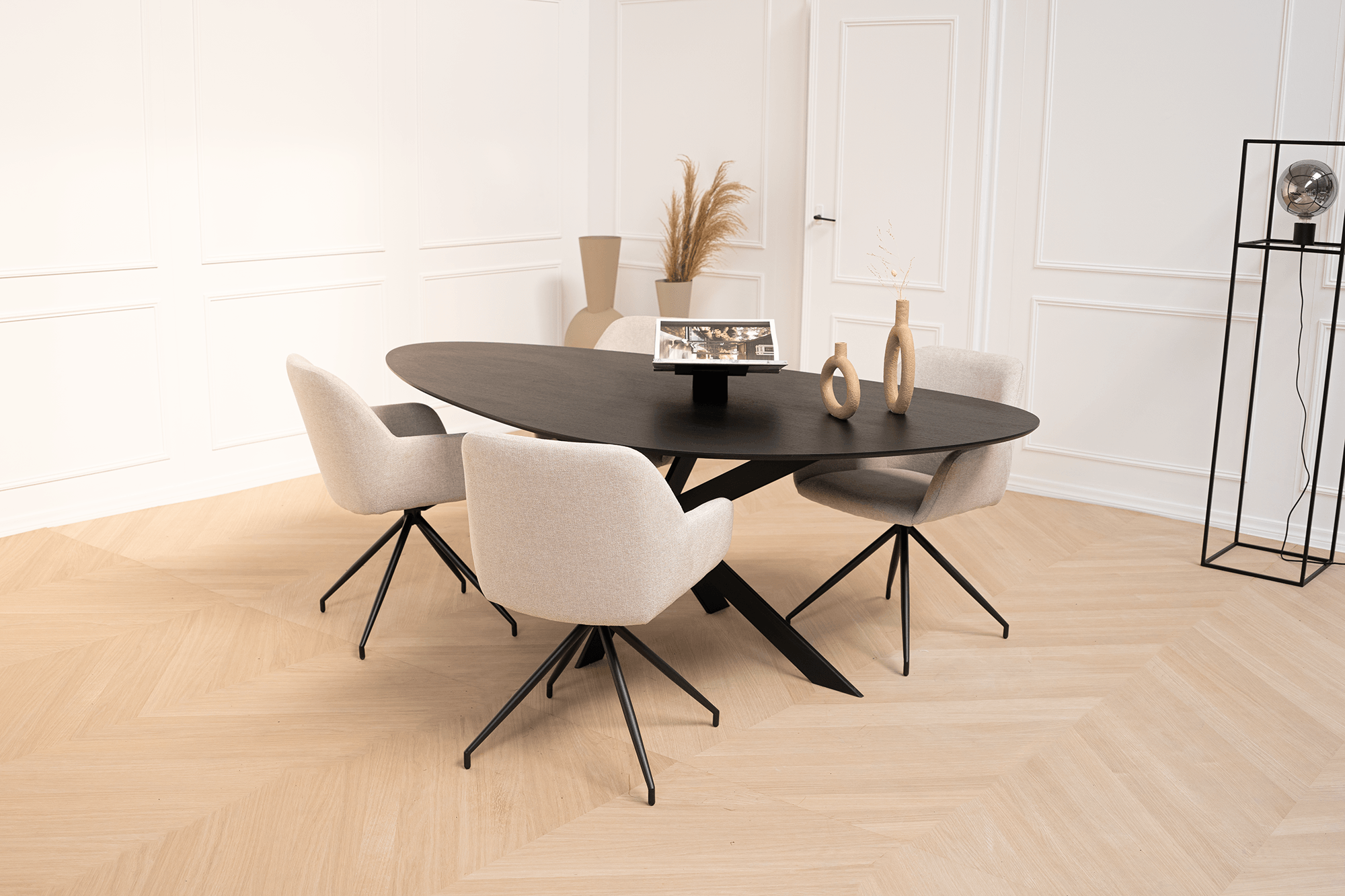 ByLIVING Eettafel NORI - Moderne Keukentafel Eiken-Look 120x80x75 Cm, Melamine Antraciet Onderstel