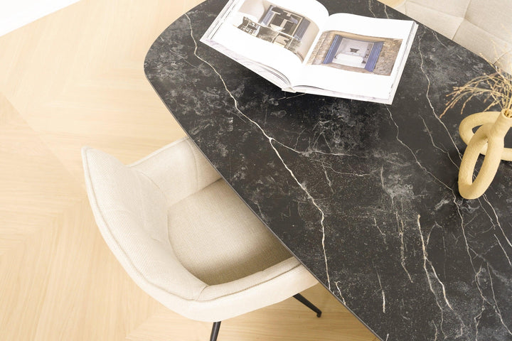Melamine eettafel marmer zwart - Deens ovaal - VV zwart - {{ product.type }} - Kas20