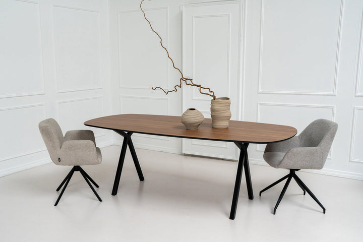 Melamine eettafel noten - Deens ovaal - Scissor zwart - {{ product.type }} - Kas20