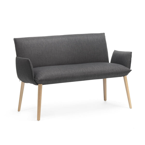 Mobitec Soft Soda Eetkamerbank met armleuning - Hip Hop Antracite - Vast onderstel - {{ product.type }} - Kas20