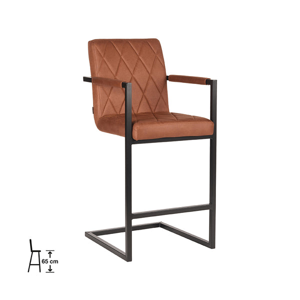 Barkruk Dante - Cognac - Microfiber (set van 2) - {{ product.type }} - Kas20