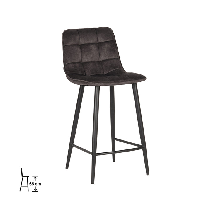 Barkruk Julian - Antraciet - Velours (set van 2) - {{ product.type }} - Kas20