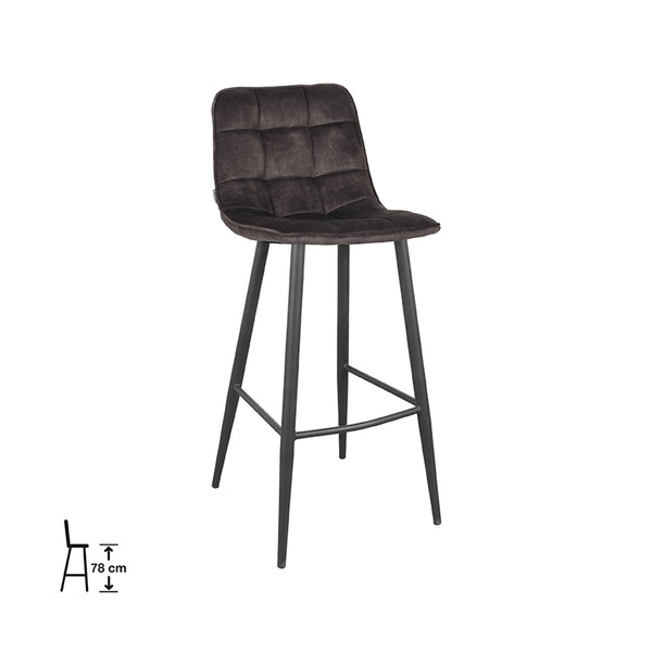 Barkruk Julian - Antraciet - Velours (set van 2) - {{ product.type }} - Kas20