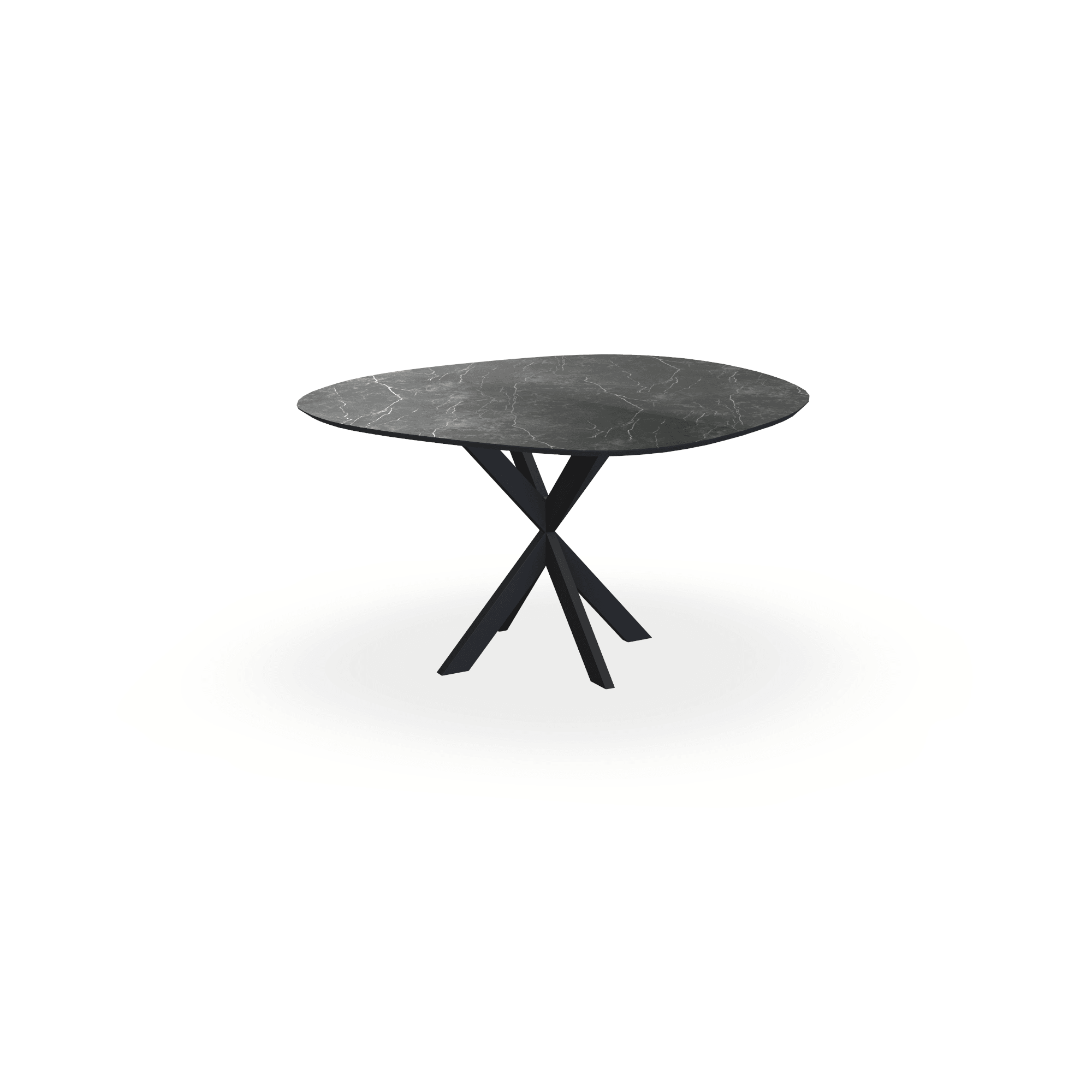 Eettafel Melamine Marmer Zwart - Wolk Rond - Kruispoot Ultra Onderstel Mat Zwart - {{ product.type }} - Kas20