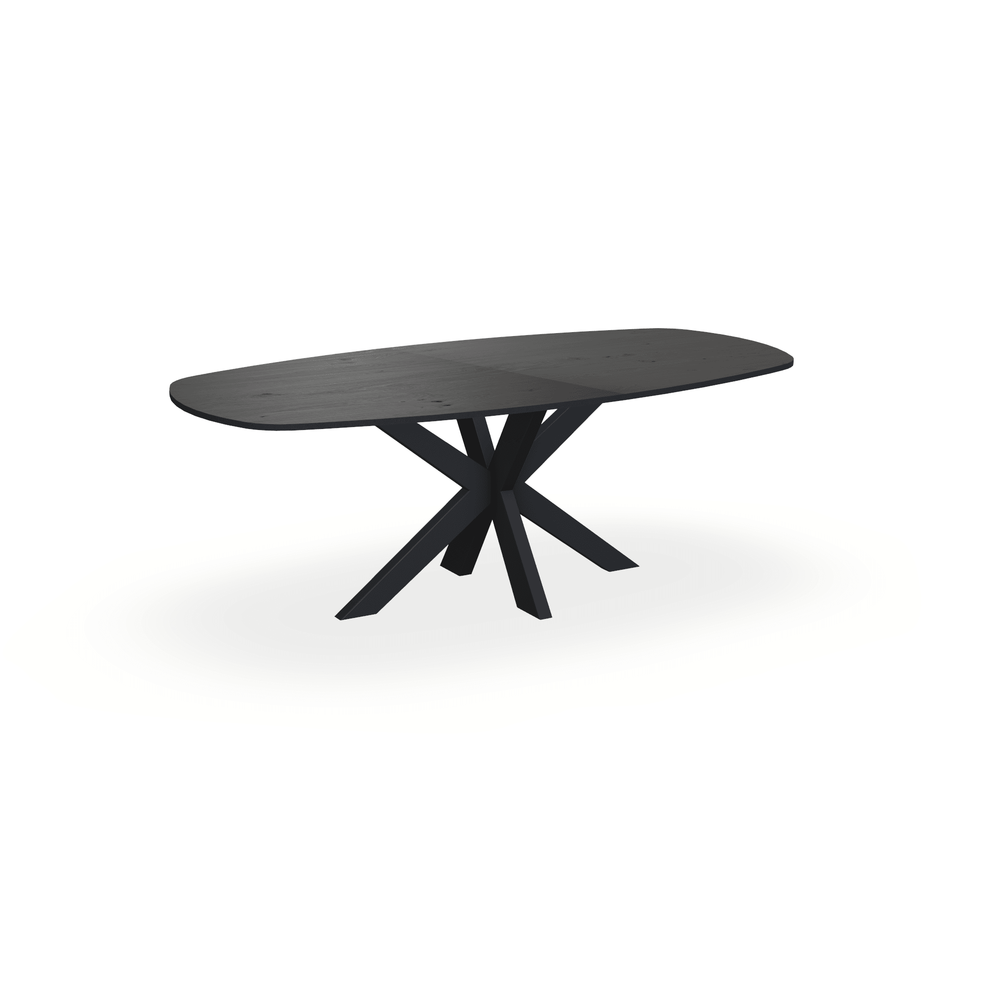 Eettafel Eiken Fineer Noesten Zwart - Ovaal Deens - Matrix Dun Onderstel Mat Zwart - {{ product.type }} - Kas20