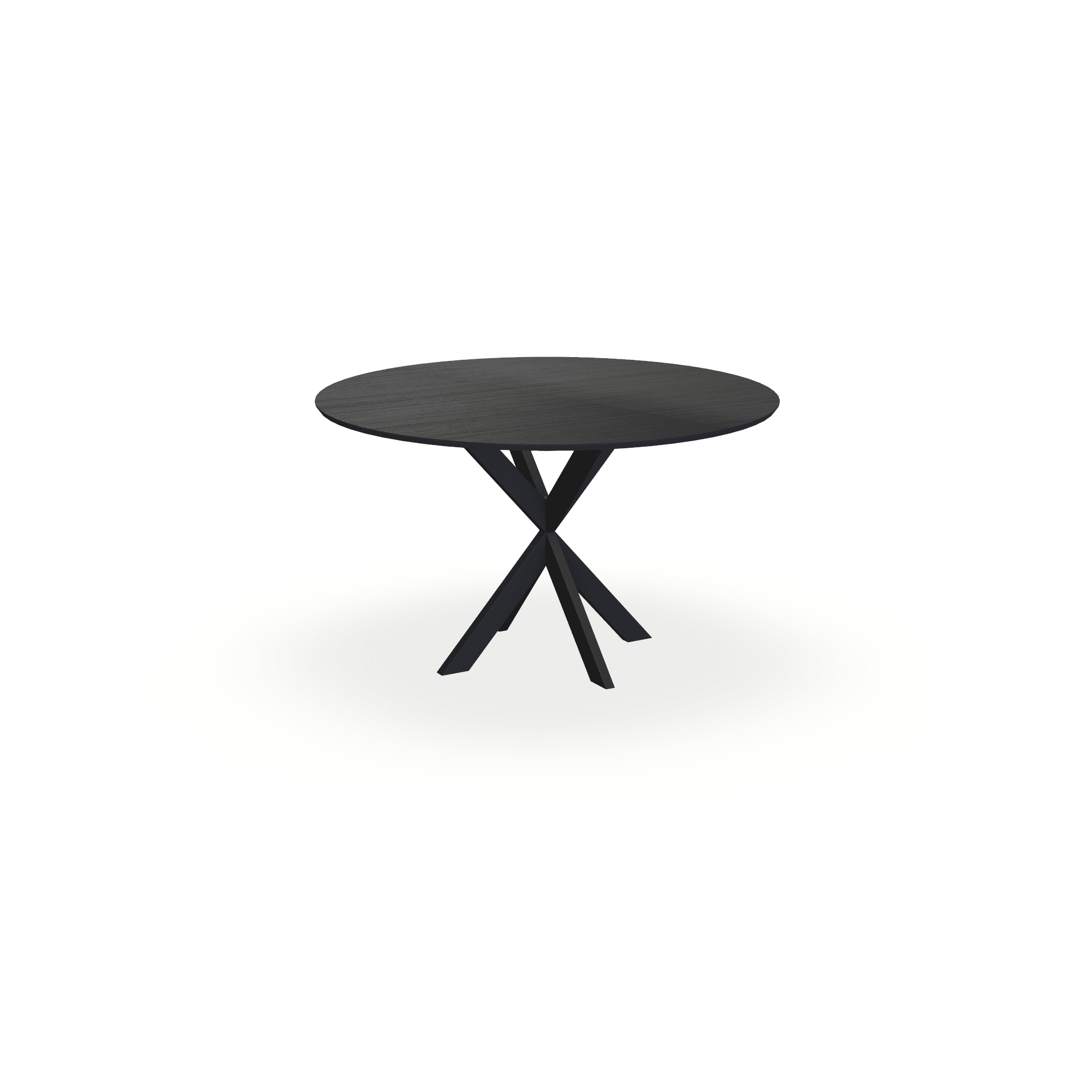 Eettafel Melamine Eiken Zwart - Rond - Kruispoot Ultra Onderstel Mat Zwart - {{ product.type }} - Kas20