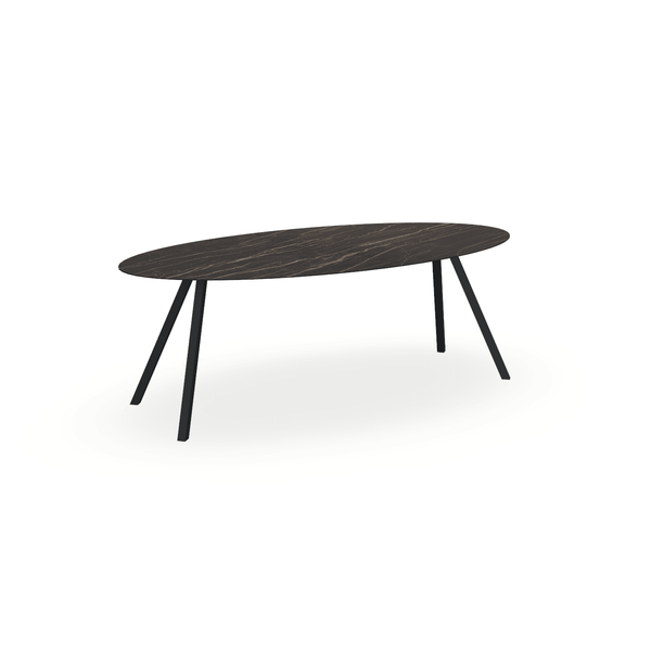 Keramiek Mat Noir Desir eettafel - Ovaal - I Schuin Onderstel Mat Zwart - {{ product.type }} - Kas20