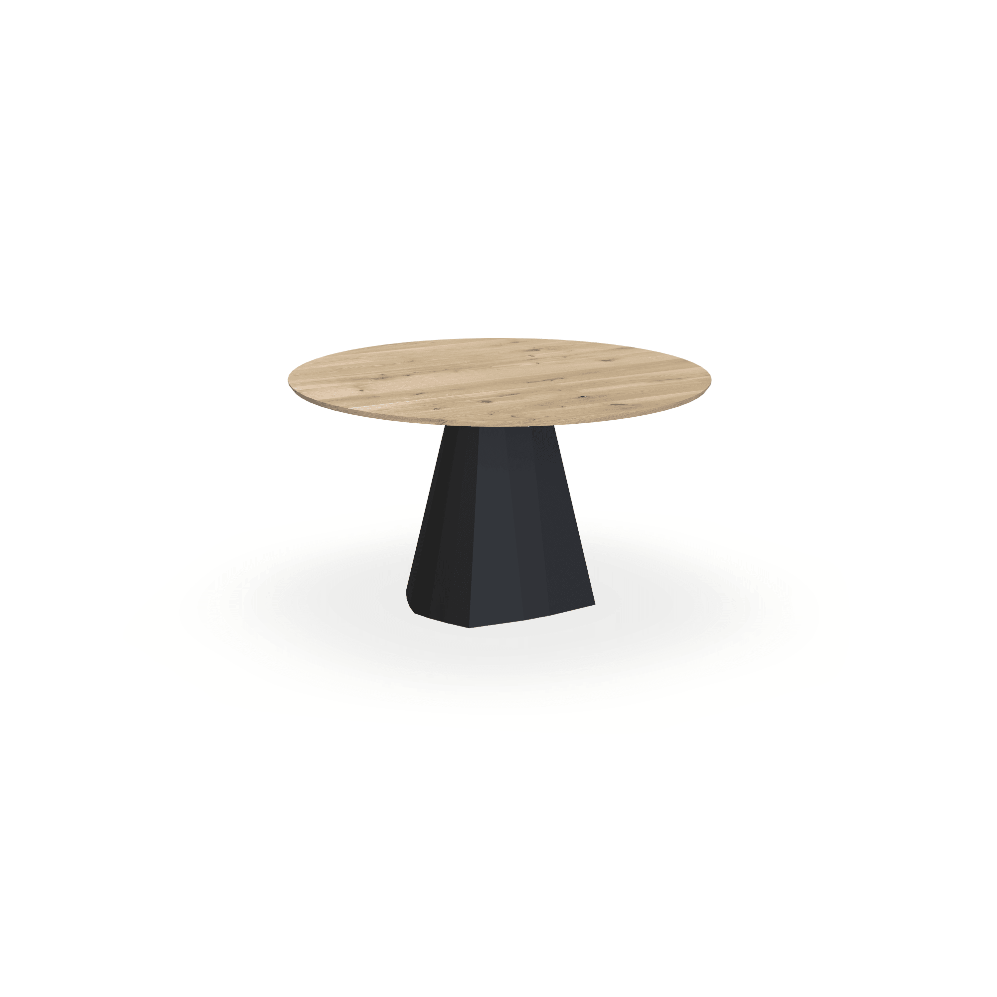 Eettafel Eiken Naturel - Rond - Cone Onderstel Mat Zwart - {{ product.type }} - Kas20