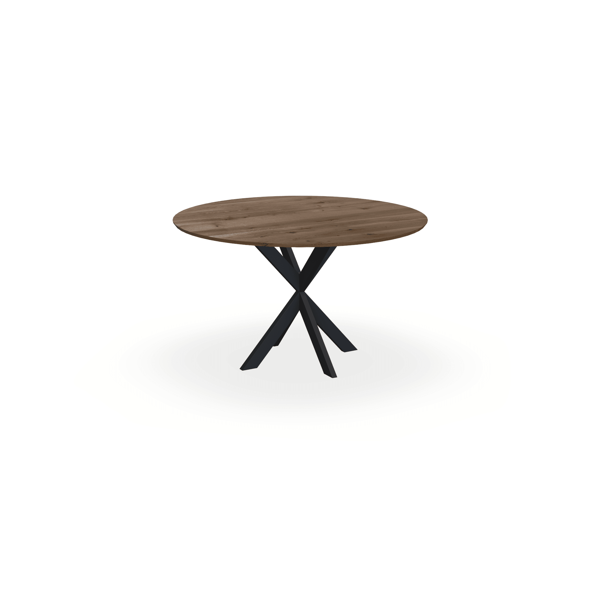 Eettafel Eiken Toscane 2 - Rond - Kruispoot Ultra Onderstel Mat Zwart - {{ product.type }} - Kas20