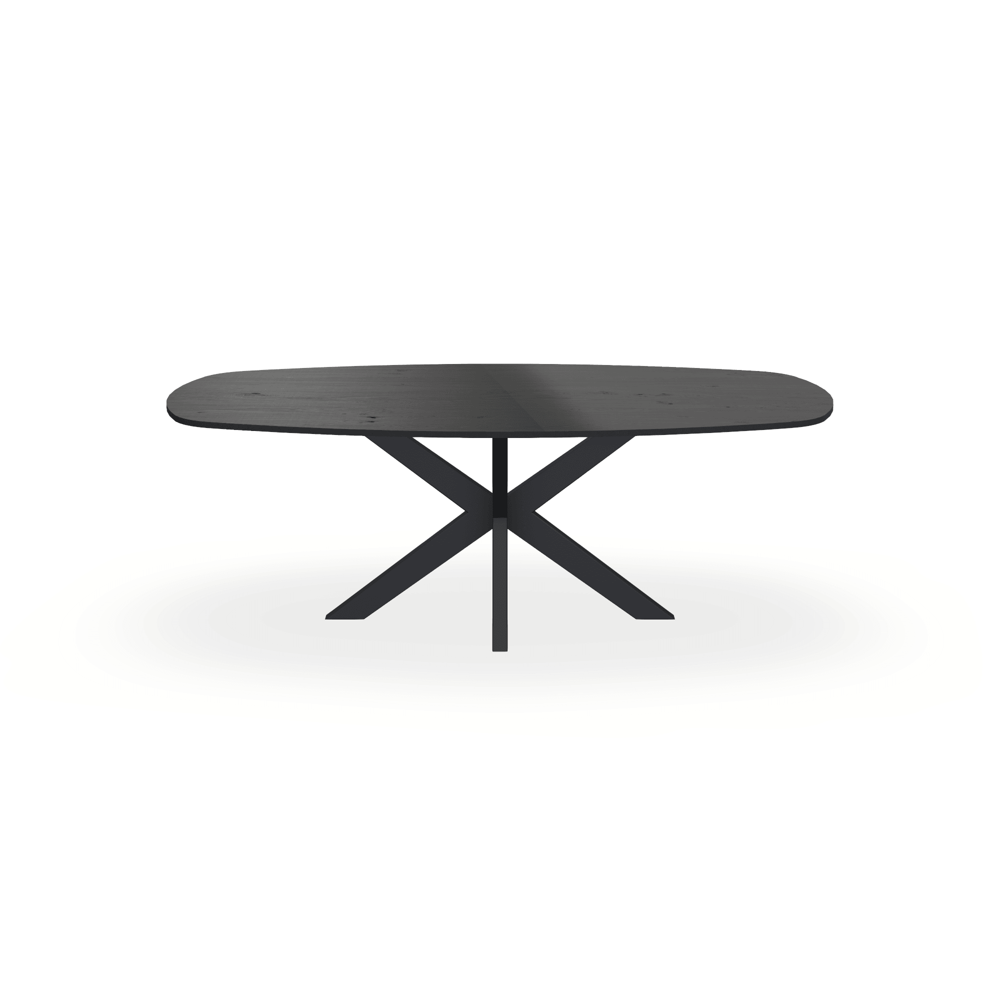 Eettafel Eiken Fineer Noesten Zwart - Ovaal Deens - Matrix Dun Onderstel Mat Zwart - {{ product.type }} - Kas20