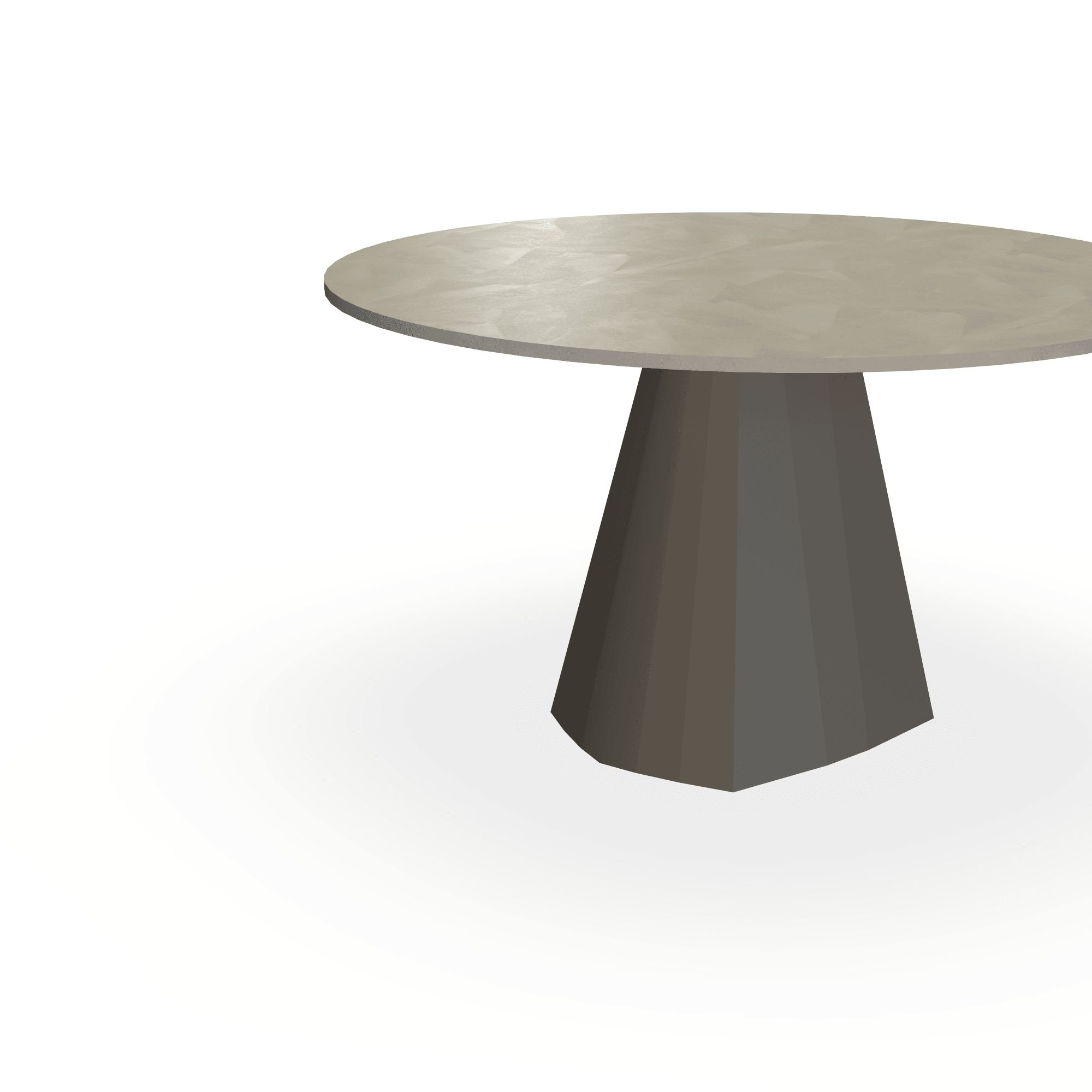 Eettafel Beton Leather Taupe - Rond - Cone Onderstel Mat Donkerbruin - {{ product.type }} - Kas20