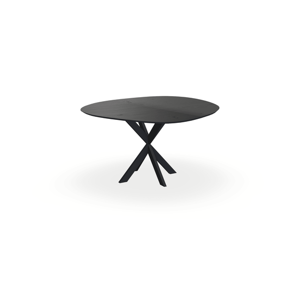 Eettafel Eiken Fineer Noesten Zwart - Wolk Rond - Kruispoot Ultra Onderstel Mat Zwart - {{ product.type }} - Kas20