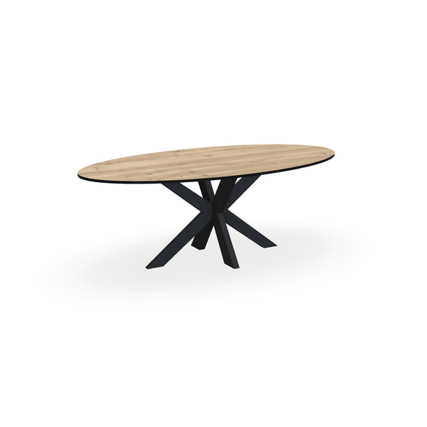 Eettafel Eiken Naturel - Ovaal - Matrix Dun Onderstel Mat Zwart - {{ product.type }} - Kas20