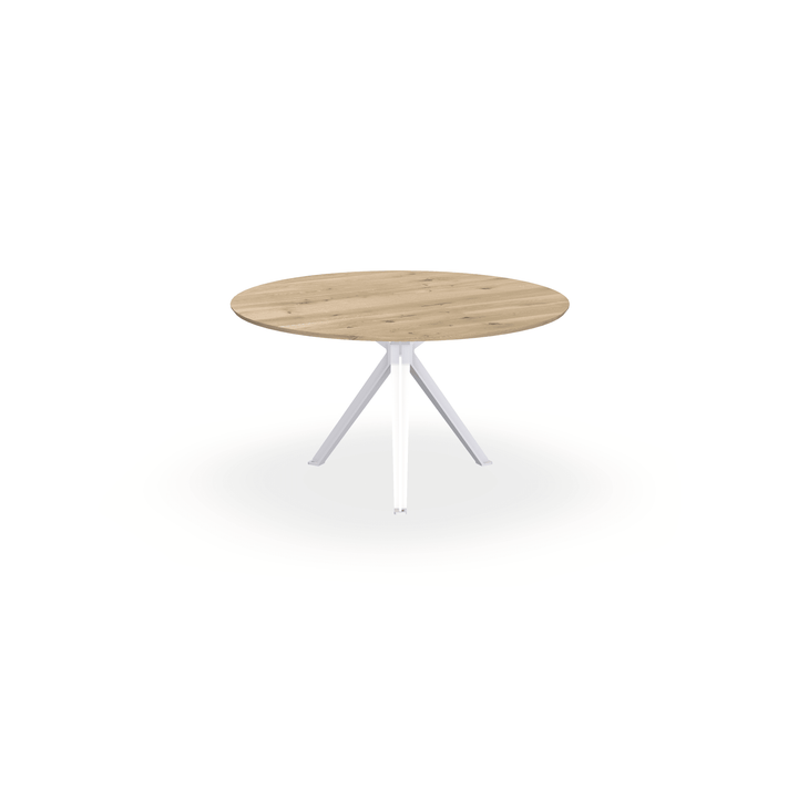 Eiken massief eettafel Naturel - Rond - Stella Wit - {{ product.type }} - Kas20