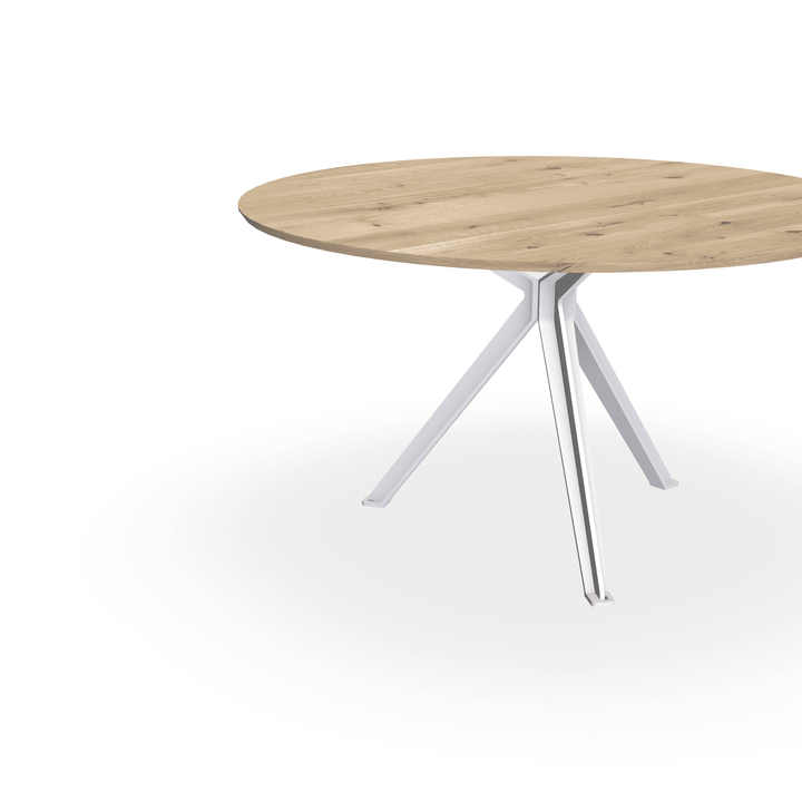 Eiken massief eettafel Naturel - Rond - Stella Wit - {{ product.type }} - Kas20