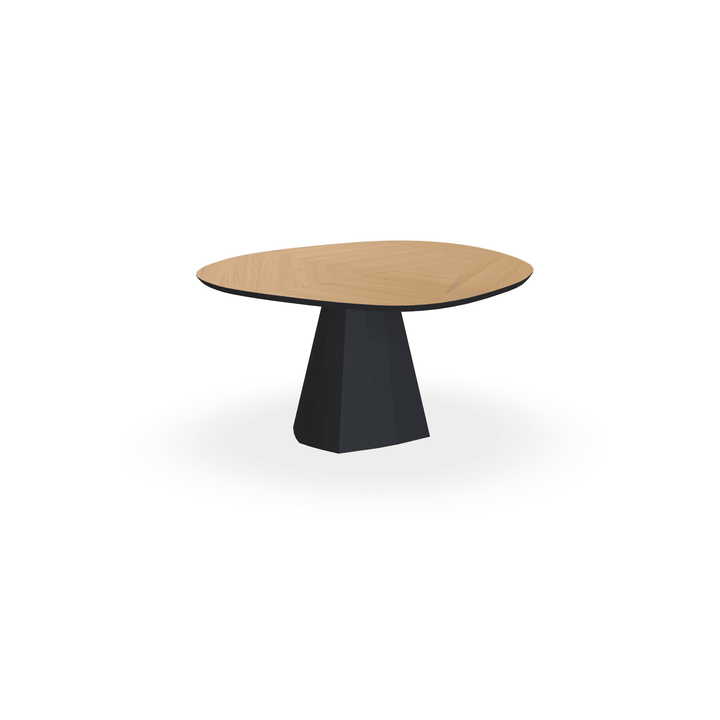 Eettafel Eiken Patroon Mozaiek Maurra - Wolk Rond - Cone Onderstel Mat Zwart - {{ product.type }} - Kas20