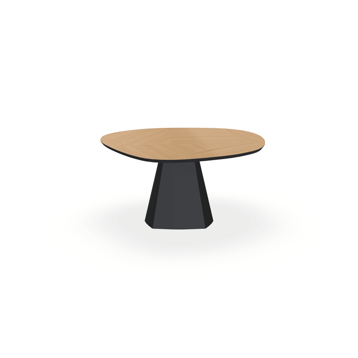 Eettafel Eiken Patroon Mozaiek Maurra - Wolk Rond - Cone Onderstel Mat Zwart - {{ product.type }} - Kas20
