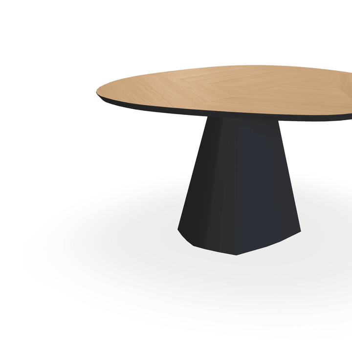 Eettafel Eiken Patroon Mozaiek Maurra - Wolk Rond - Cone Onderstel Mat Zwart - {{ product.type }} - Kas20
