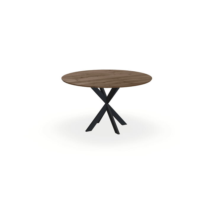 Eiken massief eettafel Toscane 2 - Rond - Kruispoot Ultra Zwart - {{ product.type }} - Kas20
