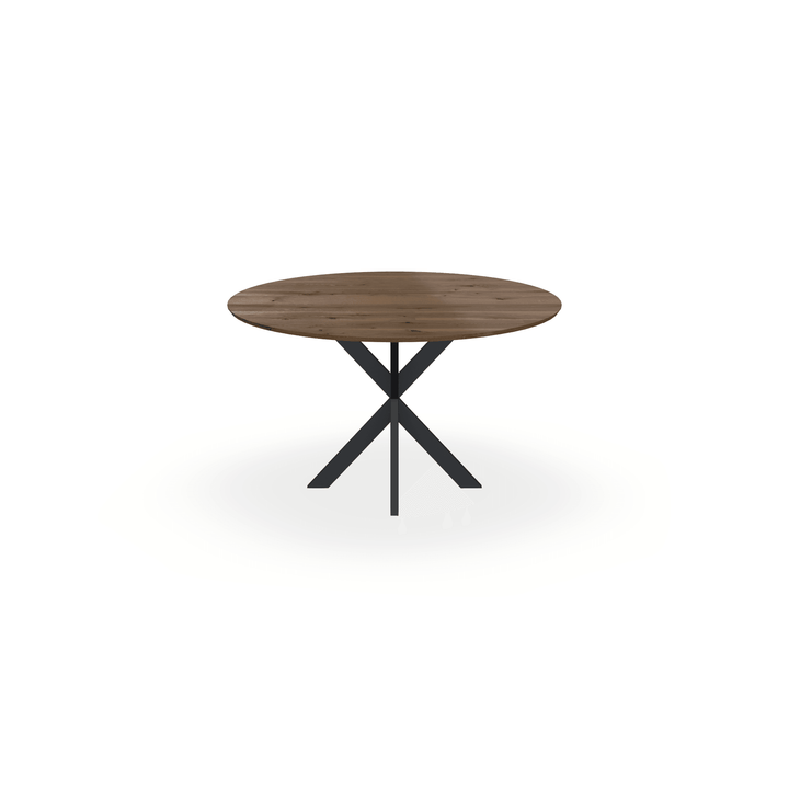 Eiken massief eettafel Toscane 2 - Rond - Kruispoot Ultra Zwart - {{ product.type }} - Kas20