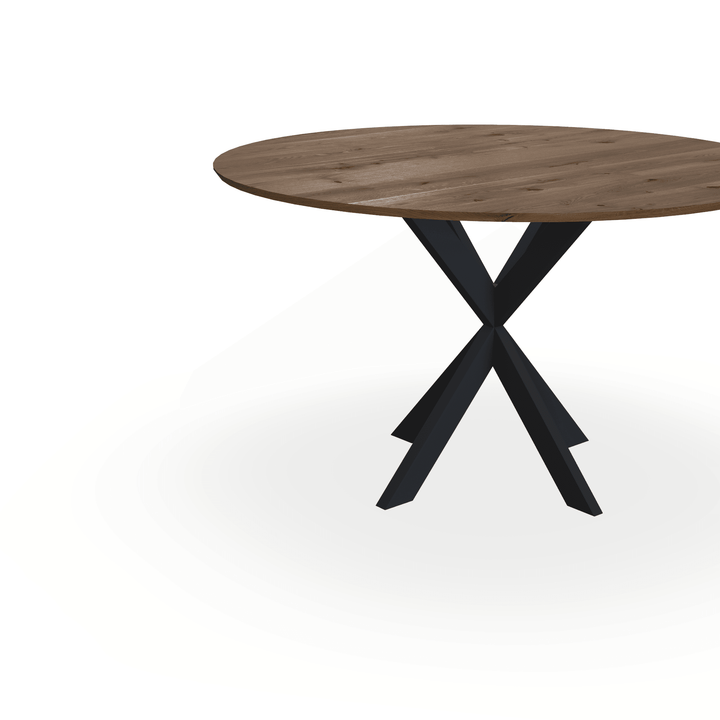 Eiken massief eettafel Toscane 2 - Rond - Kruispoot Ultra Zwart - {{ product.type }} - Kas20