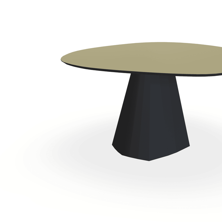 Eettafel Hpl Mat Lichen Green - Wolk Rond - Cone Onderstel Mat Zwart - {{ product.type }} - Kas20