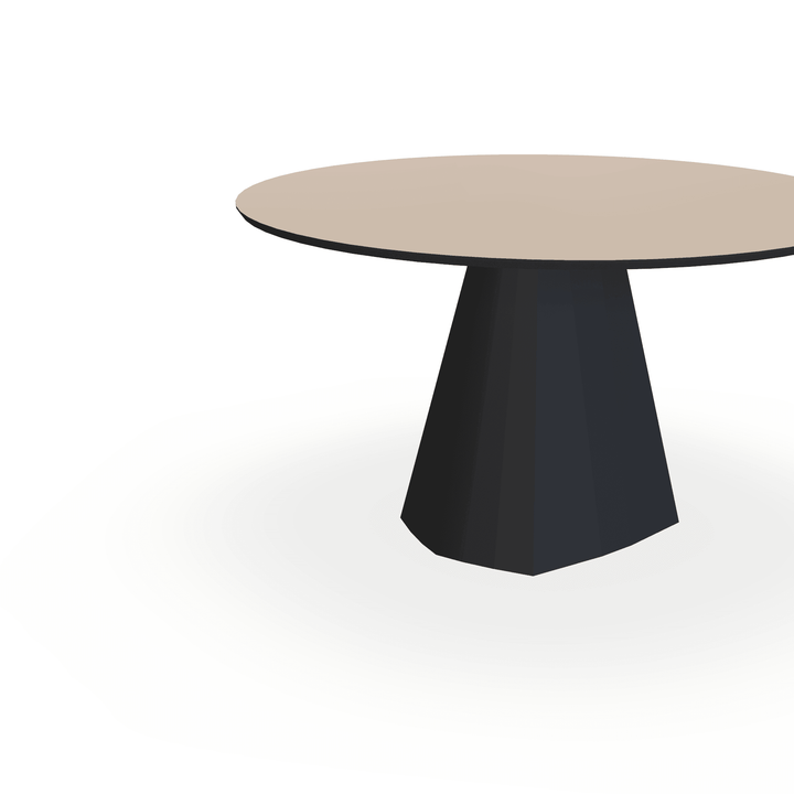 HPL Eettafel Oatmeal Beige - Rond - Cone zwart - {{ product.type }} - Kas20