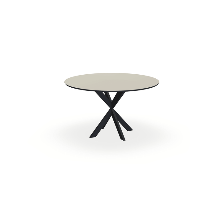 HPL Eettafel Seashell - Rond - Kruispoot Ultra Zwart - {{ product.type }} - Kas20