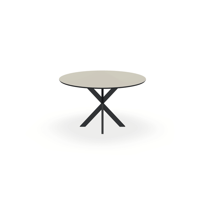 HPL Eettafel Seashell - Rond - Kruispoot Ultra Zwart - {{ product.type }} - Kas20
