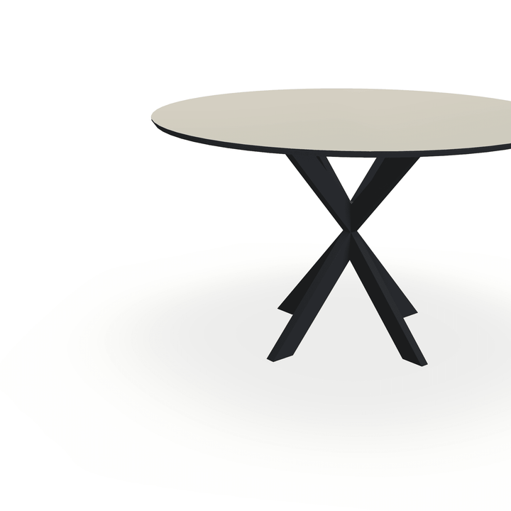 HPL Eettafel Seashell - Rond - Kruispoot Ultra Zwart - {{ product.type }} - Kas20