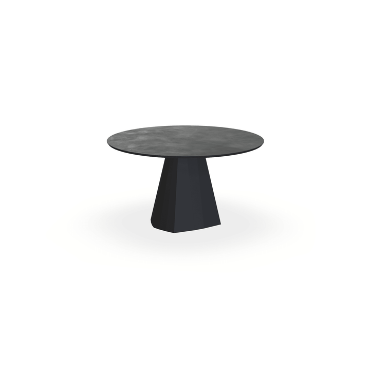 Eettafel Melamine Beton Donker - Rond - Cone Onderstel Mat Zwart - {{ product.type }} - Kas20
