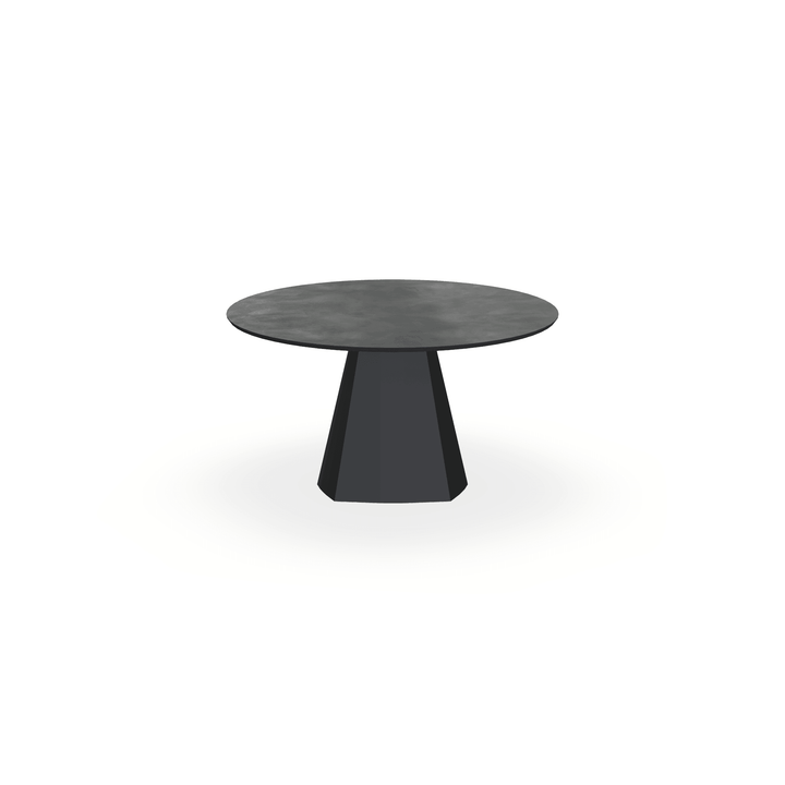 Eettafel Melamine Beton Donker - Rond - Cone Onderstel Mat Zwart - {{ product.type }} - Kas20