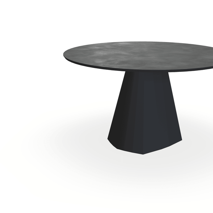 Eettafel Melamine Beton Donker - Rond - Cone Onderstel Mat Zwart - {{ product.type }} - Kas20