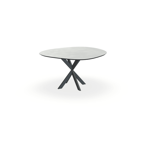 Eettafel Melamine Beton Licht - Wolk Rond - Kruispoot Ultra Onderstel Mat Antraciet - {{ product.type }} - Kas20