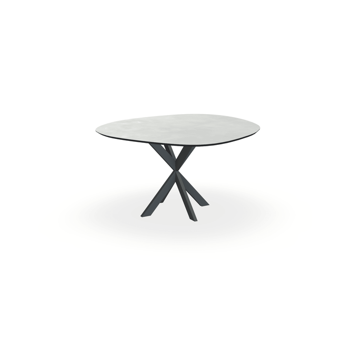 Eettafel Melamine Beton Licht - Wolk Rond - Kruispoot Ultra Onderstel Mat Antraciet - {{ product.type }} - Kas20