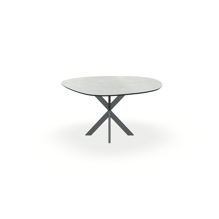 Eettafel Melamine Beton Licht - Wolk Rond - Kruispoot Ultra Onderstel Mat Antraciet - {{ product.type }} - Kas20